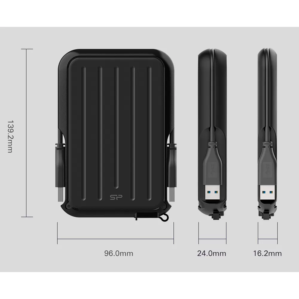 SILICON POWER HDD 1TB ΕΞΩΤΕΡΙΚΟΣ ΣΚΛΗΡΟΣ ΔΙΣΚΟΣ USB 3.2 ARMOR A66 MIL-STD 810F RUGGED BLACK