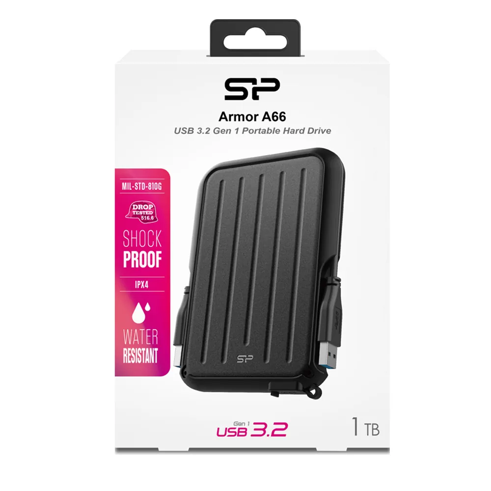 SILICON POWER HDD 1TB ΕΞΩΤΕΡΙΚΟΣ ΣΚΛΗΡΟΣ ΔΙΣΚΟΣ USB 3.2 ARMOR A66 MIL-STD 810F RUGGED BLACK