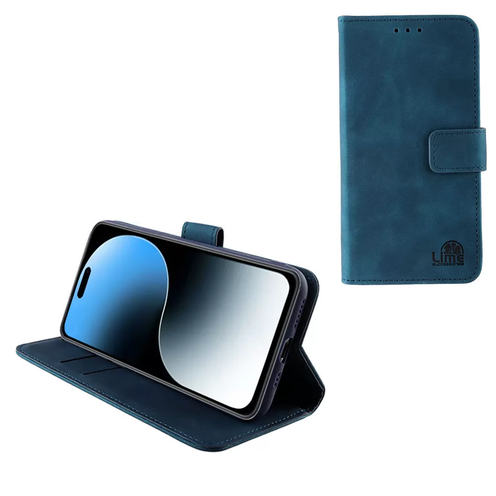 LIME ΘΗΚΗ IPHONE 16 PRO 6.3" ESSENTIAL MAGNET BOOK STAND CLIP DARK BLUE