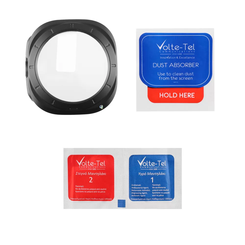 VOLTE-TEL TEMPERED GLASS SAMSUNG WATCH ULTRA 47mm 1.5" 9H 0.30mm PC EDGE COVER WITH KEY 3D FULL GLUE FULL COVER BLACK