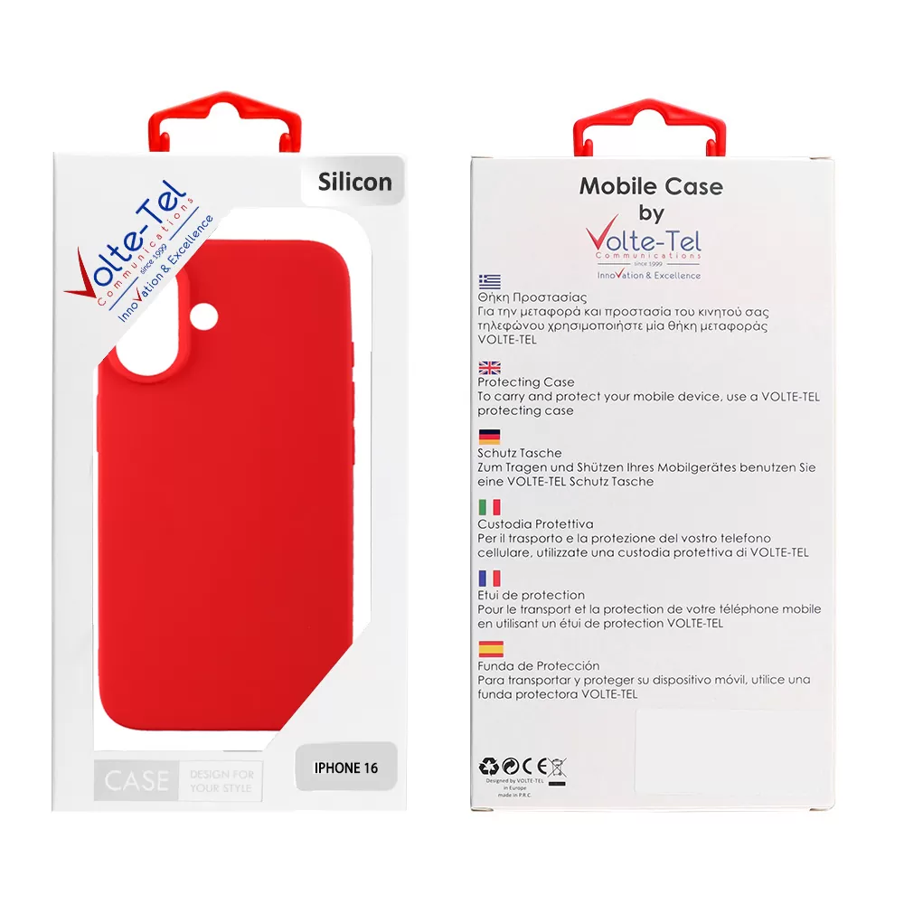 VOLTE-TEL ΘΗΚΗ IPHONE 16 6.3" SILICON TPU CAMERA GUARD RED