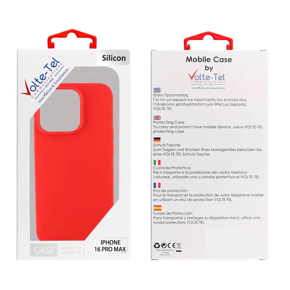 VOLTE-TEL ΘΗΚΗ IPHONE 16 PRO MAX 6.9" SILICON TPU CAMERA GUARD RED