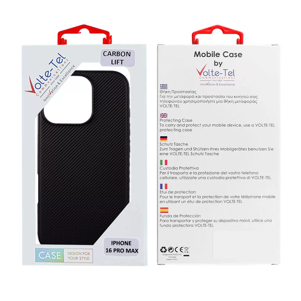 VOLTE-TEL ΘΗΚΗ IPHONE 16 PRO MAX 6.9" CARBON LIFT CAMERA GUARD PROTECTION BLACK