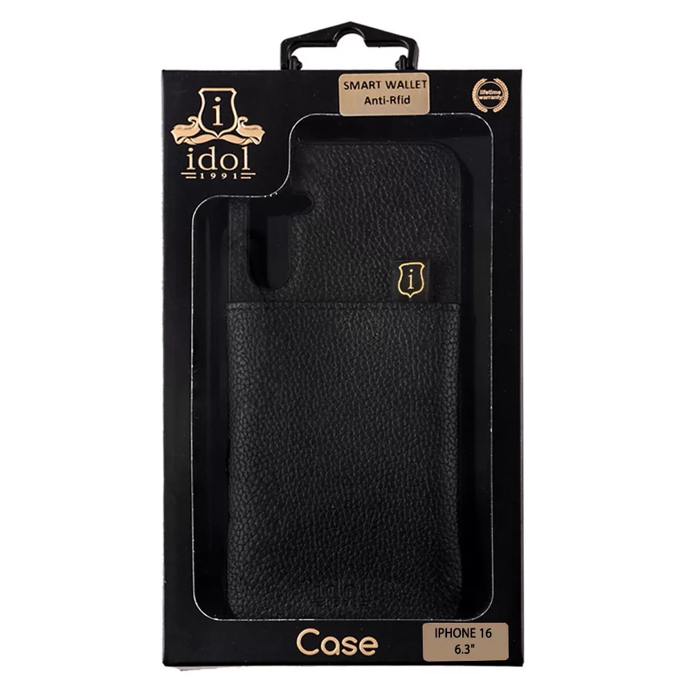 IDOL 1991 ΘΗΚΗ IPHONE 16 6.3" ANTI-RFID LEATHER SMART WALLET BLACK