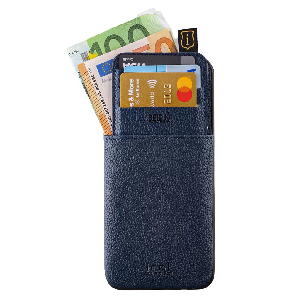 IDOL 1991 ΘΗΚΗ IPHONE 16 PRO MAX 6.9" ANTI-RFID LEATHER SMART WALLET BLUE