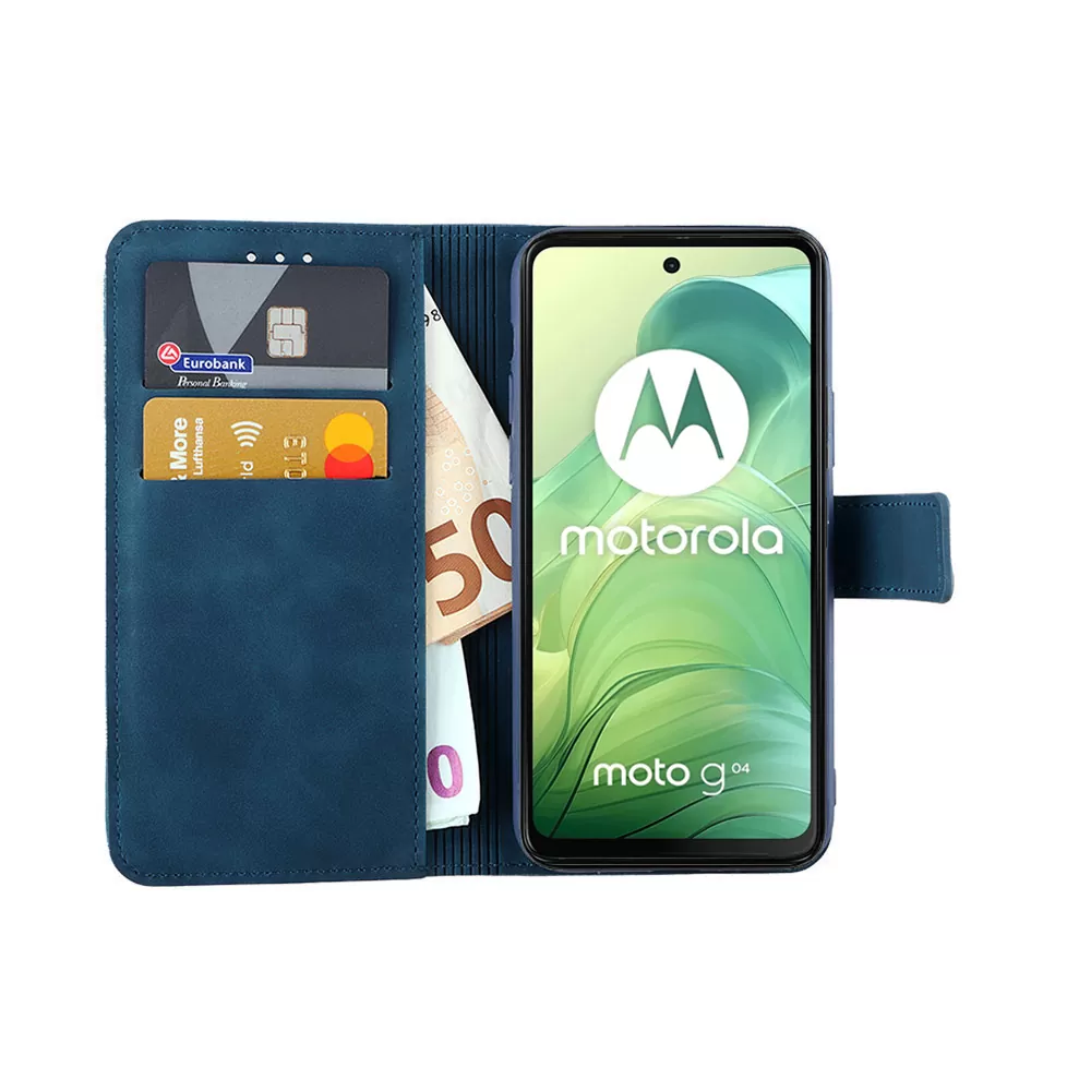 LIME ΘΗΚΗ MOTOROLA MOTO G04 XT2421-3 6,56"/ MOTO G24 XT2423-3 6,56" ESSENTIAL MAGNET BOOK STAND CLIP DARK BLUE