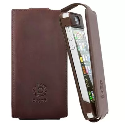 BUGATTI ΘΗΚΗ IPHONE SE/5S/5/5C LEATHER FLIP CASE BROWN