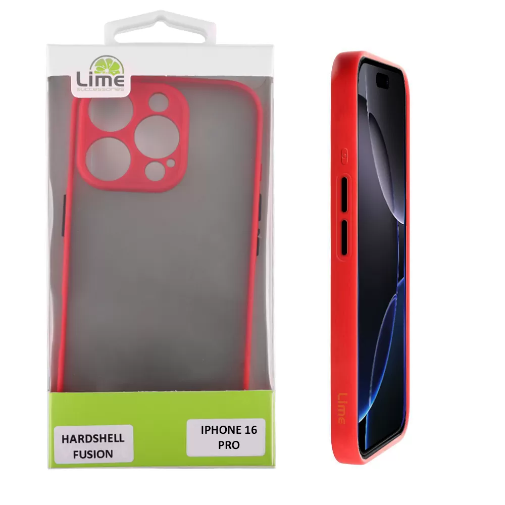 LIME ΘΗΚΗ IPHONE 16 PRO 6.3" HARDSHELL FUSION FULL CAMERA PROTECTION RED WITH BLACK KEYS