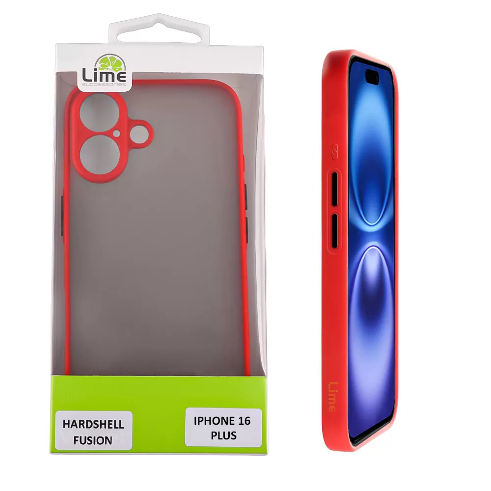 LIME ΘΗΚΗ IPHONE 16 PLUS 6.7" HARDSHELL FUSION FULL CAMERA PROTECTION RED WITH BLACK KEYS