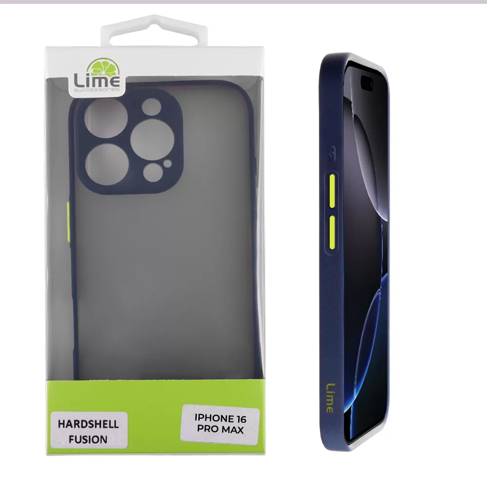 LIME ΘΗΚΗ IPHONE 16 PRO MAX 6.9" HARDSHELL FUSION FULL CAMERA PROTECTION BLUE WITH YELLOW KEYS