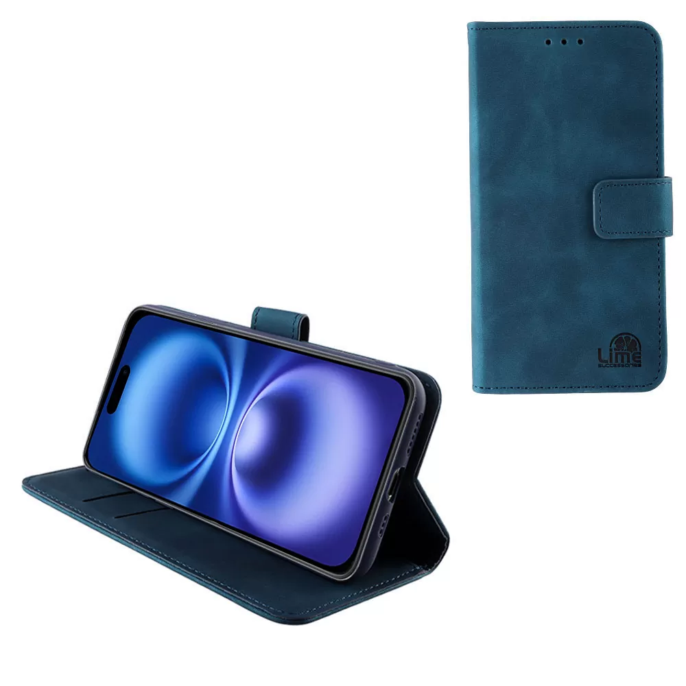 LIME ΘΗΚΗ IPHONE 16 PLUS 6.9" ESSENTIAL MAGNET BOOK STAND CLIP DARK BLUE