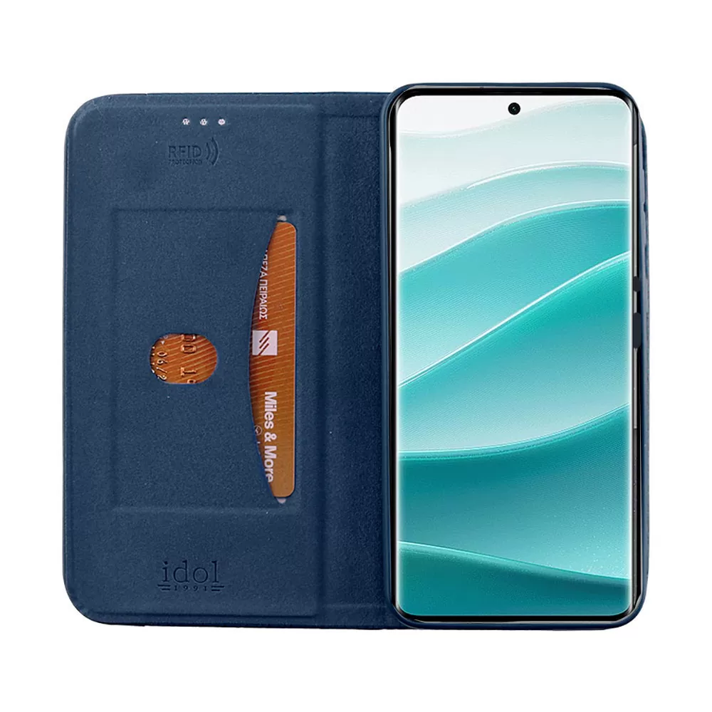 IDOL 1991 ΘΗΚΗ XIAOMI REDMI NOTE 14 PRO 5G 6.67" ELITE ANTI-RFID BOOK STAND BLUE