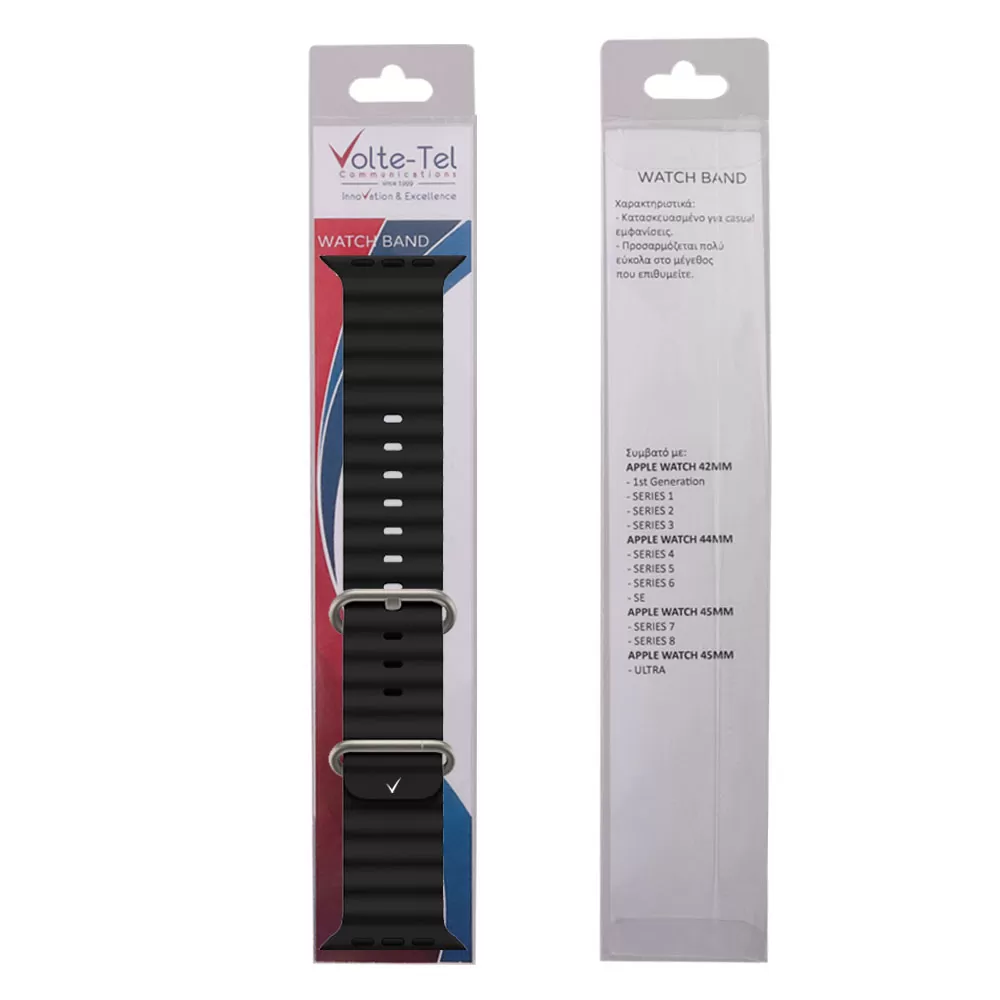 VOLTE-TEL ΛΟΥΡΑΚΙ ΡΟΛΟΓΙΟΥ APPLE WATCH 42/44/45/49mm OCEAN BAND LOOP BLACK-ORANGE VT108
