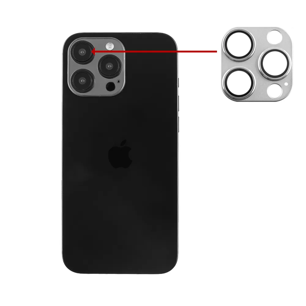 VOLTE-TEL CAMERA GLASS COVER IPHONE 16 PRO 6.3"/IPHONE 16 PRO MAX 6.9" 9H 0.30MM 3D AR ALUMINIUM-ELECTROPLATING FRAME GREY