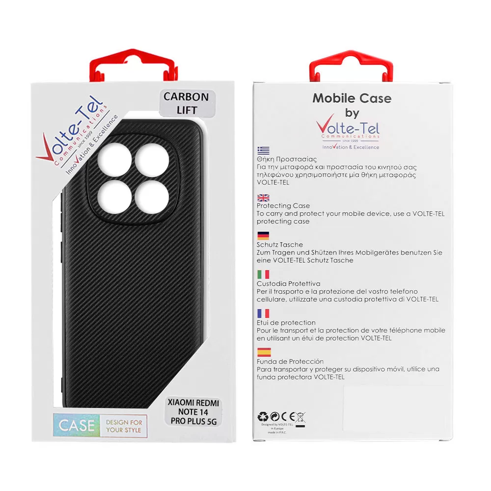 VOLTE-TEL ΘΗΚΗ XIAOMI REDMI NOTE 14 PRO PLUS 5G 6.67" CARBON LIFT FULL CAMERA PROTECTION BLACK