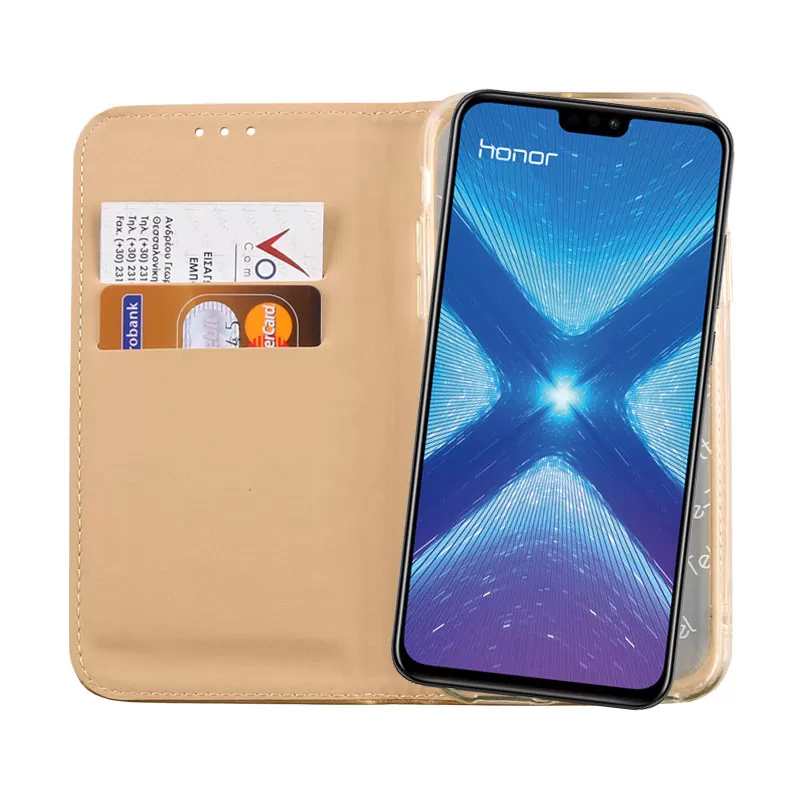 VOLTE-TEL ΘΗΚΗ HONOR 8X 6.5" POCKET MAGNET BOOK STAND GOLD