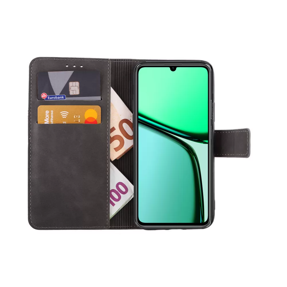 LIME ΘΗΚΗ REALME C61 4G 6.74" ESSENTIAL MAGNET BOOK STAND CLIP GREY