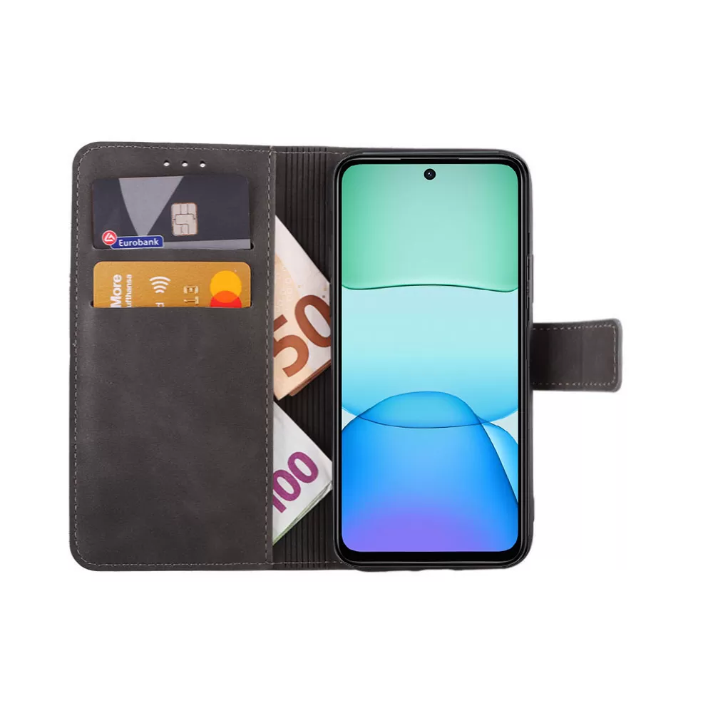 LIME ΘΗΚΗ XIAOMI REDMI 13/ POCO M6 4G 6,79" ESSENTIAL MAGNET BOOK STAND CLIP GREY