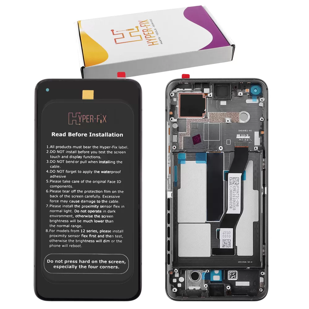 XIAOMI MI 10T 5G/MI 10T PRO 5G ΟΘΟΝΗ IPS + TOUCH SCREEN + LENS + FRAME HF-5600030J3S00 BLACK HYPER-FIX SERVICE PACK