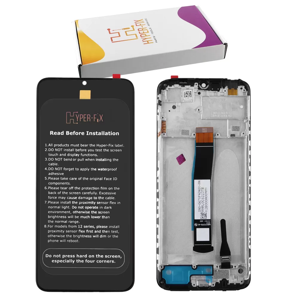 XIAOMI REDMI 10C/POCO C40 ΟΘΟΝΗ IPS + TOUCH SCREEN + LENS + FRAME HF-560001C3QA00 BLACK HYPER-FIX SERVICE PACK