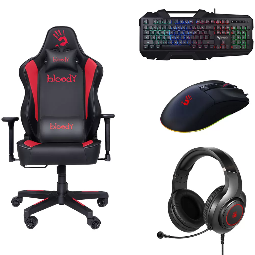 BLOODY COMBO ΚΑΡΕΚΛΑ GAMING GC-330/ ΑΚΟΥΣΤΙΚΑ G220 / ΠΛΗΚΤΡΟΛΟΓΙΟ Β150Ν / ΠΟΝΤΙΚΙ ES9 PLUS