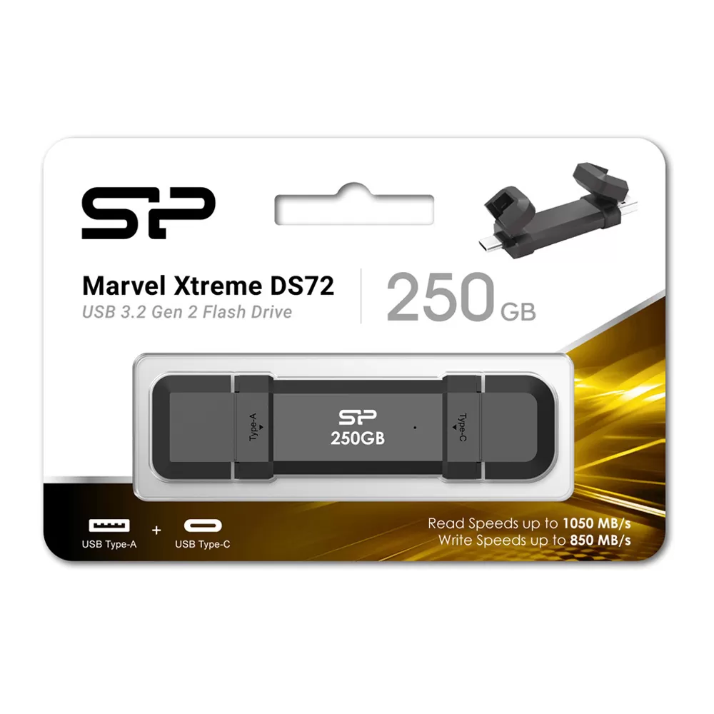 SILICON POWER USB - TYPE C FLASH DRIVE 250GB USB 3.2+OTG MARVEL XTREME DS72 SP250GBUC3S72VPK BLACK-R/W 1050/850 Mb/s - Image 2