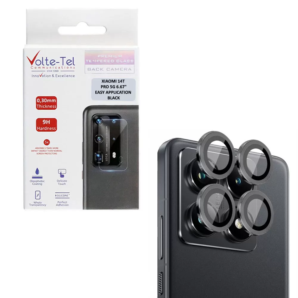 VOLTE-TEL CAMERA GLASS COVER XIAOMI 14T PRO 5G 6.67in 9H 0.33MM EASY APPLICATION BLACK