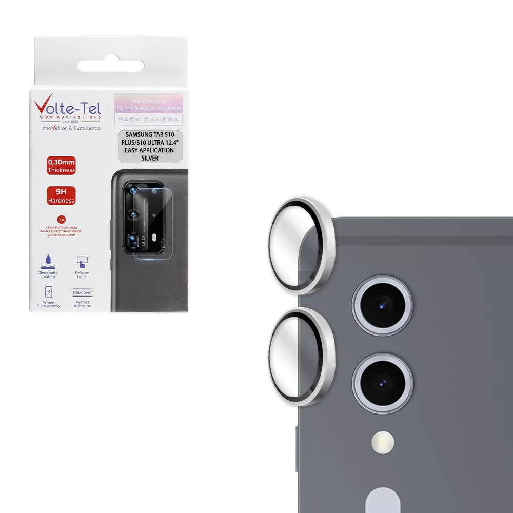 VOLTE-TEL CAMERA GLASS COVER SAMSUNG TAB S10 PLUS/S10 ULTRA 12.4in 9H 0.33MM EASY APPLICATION SILVER