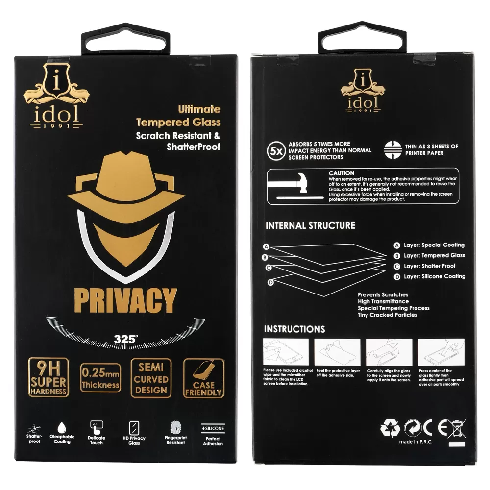 IDOL 1991 PRIVACY ANTISPY TEMPERED GLASS XIAOMI POCO F7 ULTRA 6.67in 9H 0.25mm SEMI CURVED FULL GLUE BLACK - Image 2