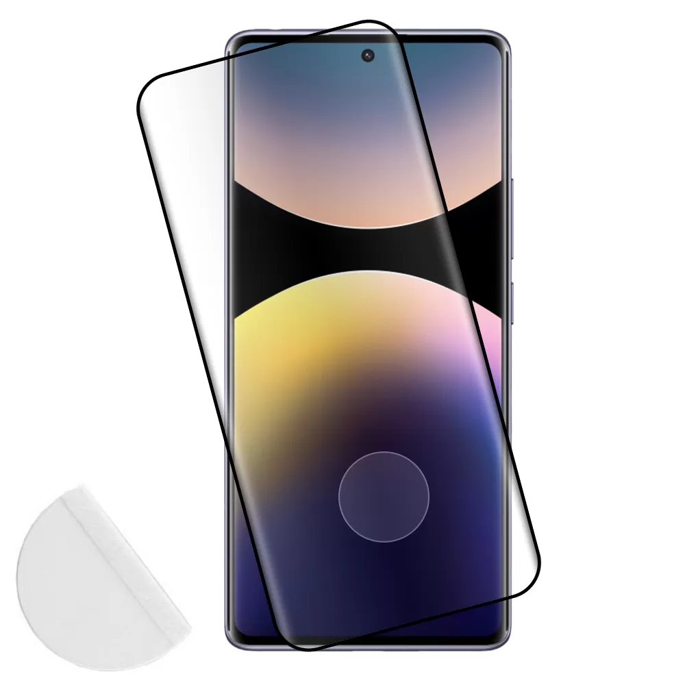 IDOL 1991 GLAMOUR TEMPERED GLASS XIAOMI REDMI NOTE 14 PRO 4G 6.67in9H 0.30mm FULL COVER 3D FULL GLUE FINGERUNLOCK BLACK+SQUEEZY