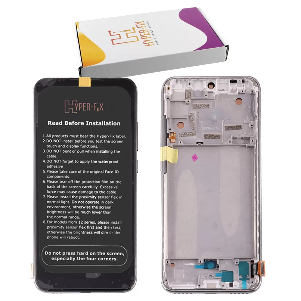 XIAOMI MI A3 ΟΘΟΝΗ AMOLED + TOUCH SCREEN + LENS + FRAME HF-5603100090B6 SILVER HYPER-FIX SERVICE PACK