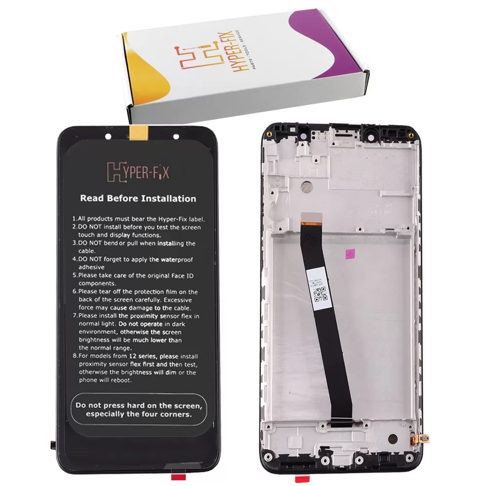 XIAOMI REDMI 7A ΟΘΟΝΗ IPS + TOUCH SCREEN + LENS + FRAME HF-560610122000 BLACK HYPER-FIX SERVICE PACK