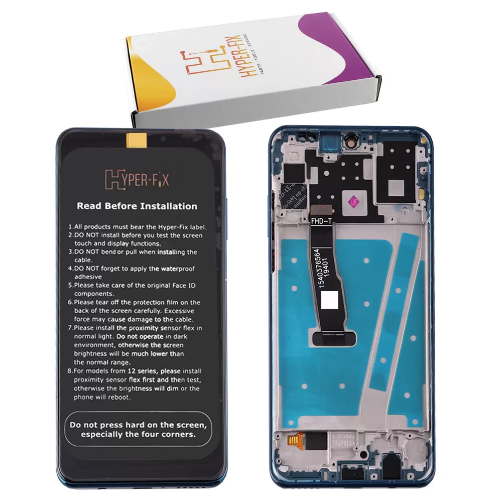 HUAWEI P30 LITE 2020 NEW EDITION ΟΘΟΝΗ IPS + TOUCH SCREEN + LENS + FRAME HF-02352PJP BLUE HYPER-FIX SERVICE PACK