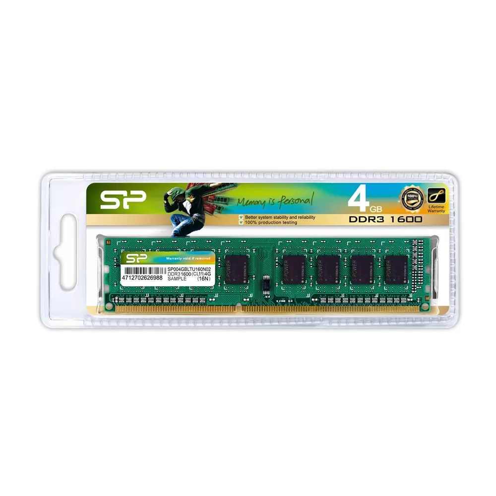 SILICON POWER ΜΝΗΜΗ DDR3 1600 CL11 U-DIMM 1.5V 4GB 512Mx8 SR 1600MHz SP004GBLTU160N02 - Image 2