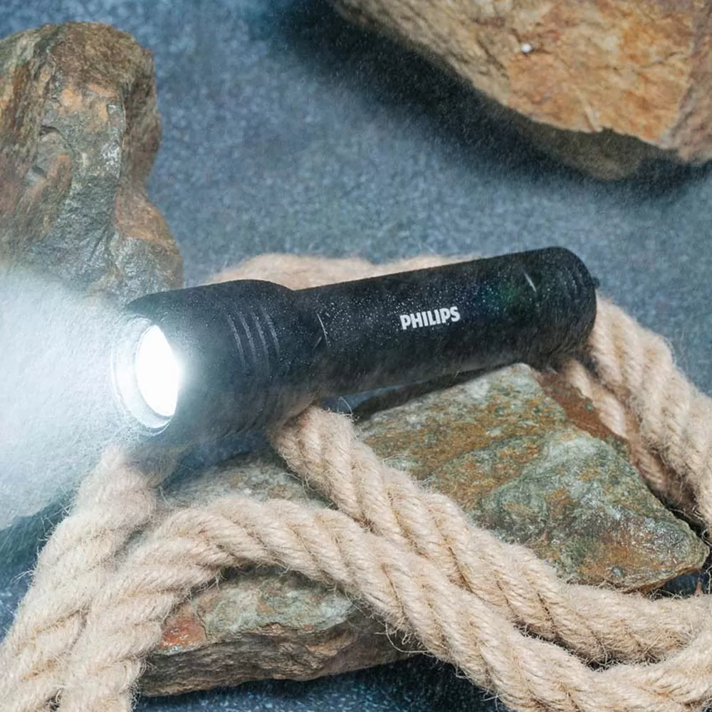 PHILIPS 2 ΣΕ 1 ΦΑΚΟΣ ΧΕΙΡΟΣ ΕΠΑΝΑΦΟΡΤΙΖΟΜΕΝΟΣ ΑΔΙΑΒΡΟΧΟΣ IPX4 ΜΕ 400 LUMENS ΚΑΙ POWER BANK 1200mAh SFL7003R/GRS ΜΑΥΡΟΣ - Image 2