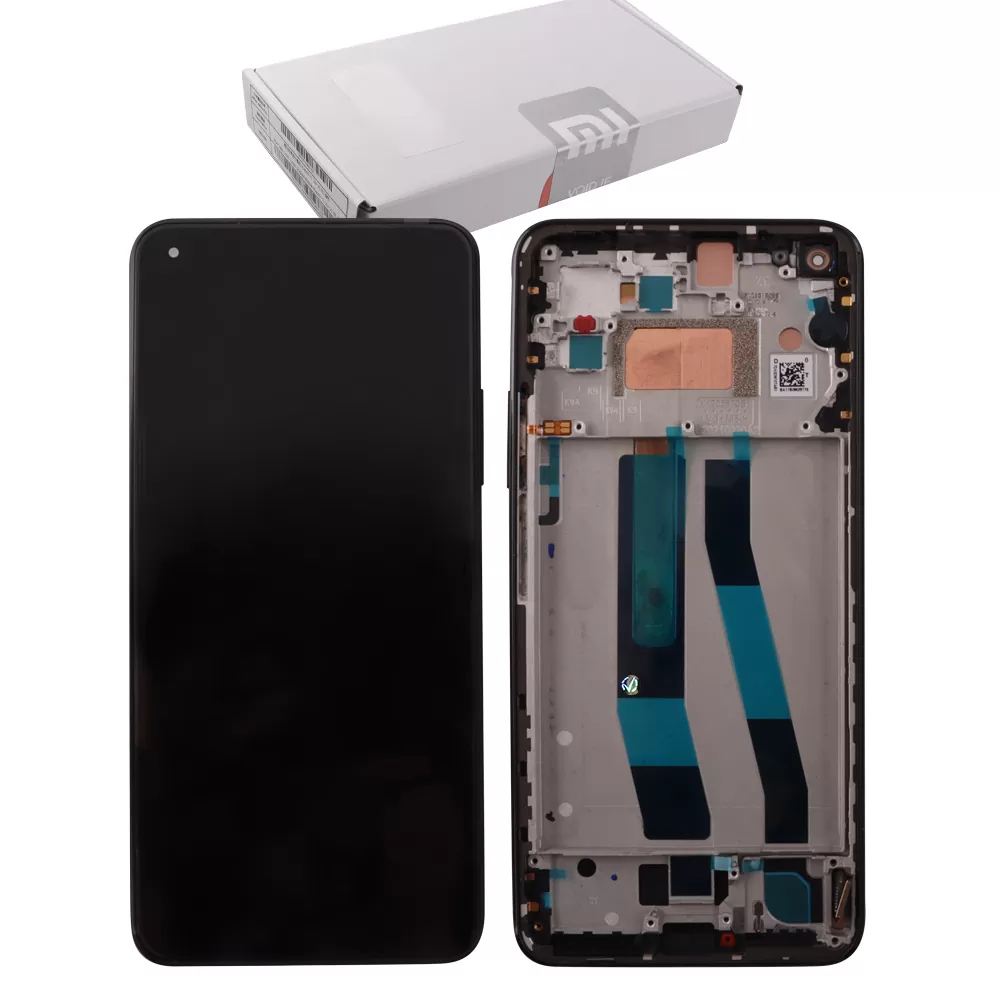 XIAOMI MI 11 LITE 5G/MI 11 LITE 4G/11 LITE 5G NE ΟΘΟΝΗ AMOLED+ TOUCH SCREEN + LENS + FRAME 5600030K9D00 BLACK ORIGINAL SERVICE P
