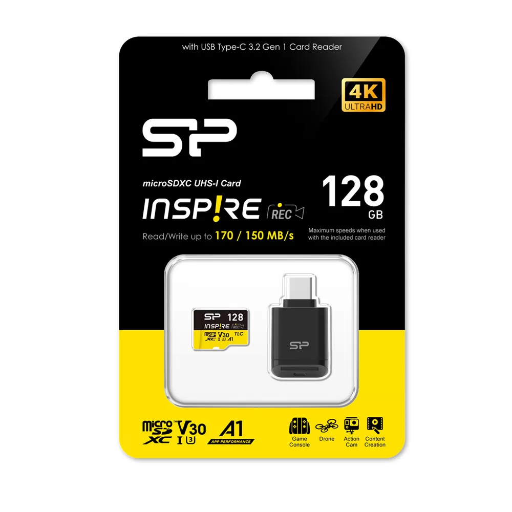 SILICON POWER micro SDXC 128GB CLASS 10 UHS-I U3 A1 C200 V30 INSPIRE DDR200 R170/W150 MB/S + CARD READER SP128GBSTXLV3VC2 - Image 2