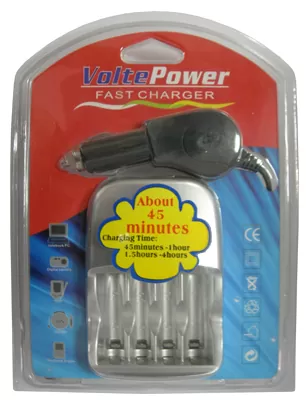 VOLTEPOWER ΤΑΧΥΦΟΡΤΙΣΤΗΣ ΕΠΑΝΑΦΟΡΤΙΖΟΜΕΝΩΝ ΜΠΑΤΑΡΙΩΝ ΑΑ/ΑΑΑ+ΦΟΡΤΙΣΤΗΣ ΑΥΤΟΚΙΝΗΤΟΥ - Image 2