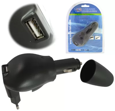VOLTE-TEL USB DUO TRAVEL- ΦΟΡΤΙΣΤΗΣ ΑΥΤΟΚΙΝΗΤΟΥ 1000mA BLACK - Image 2