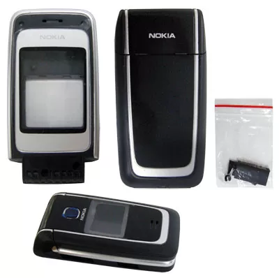 NOKIA 6125 FRONT+ LENS -MIDDLE -BATTERY COVER BLACK-SILVER - Image 2