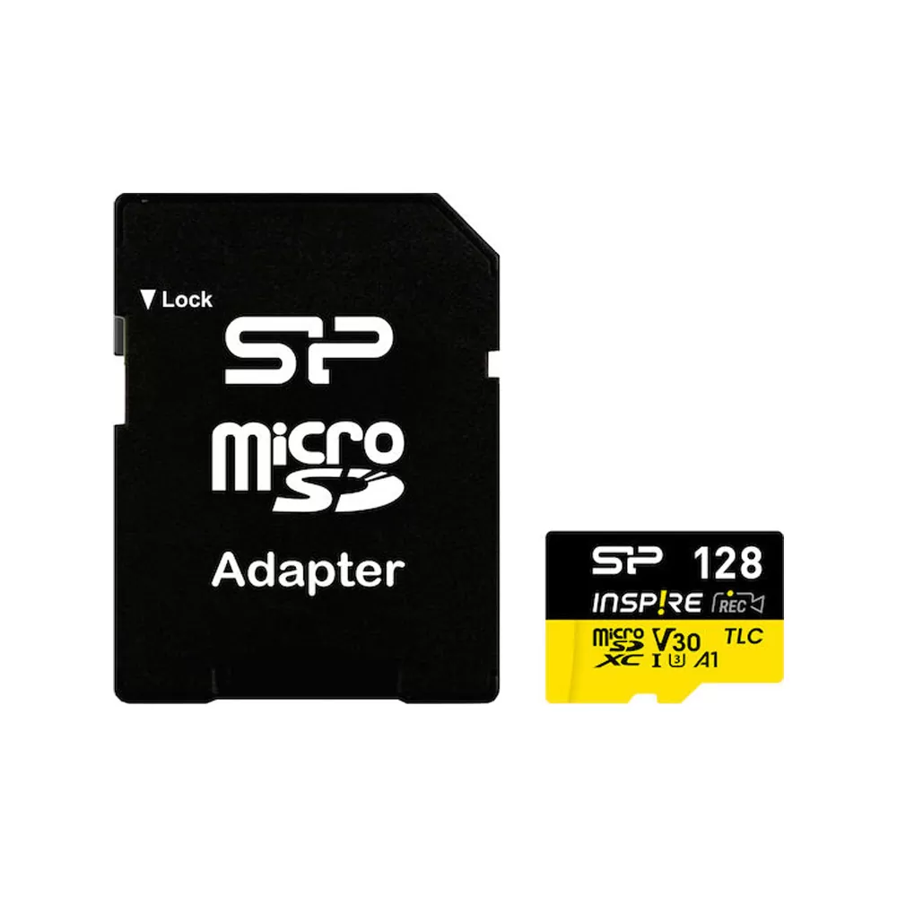 SILICON POWER micro SDXC 128GB CLASS 10 UHS-I U3 A1 V30 INSPIRE DDR200/WA R170/W150 MB/S + SD ADAPTOR SP128GBSTXLV3V1NSP
