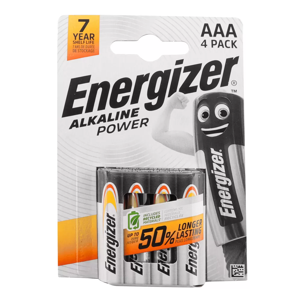 ENERGIZER ΜΠΑΤΑΡΙΕΣ ΑΛΚΑΛΙΚΕΣ AAA LR03 1.5V ALKALINE POWER 4/BLISTER
