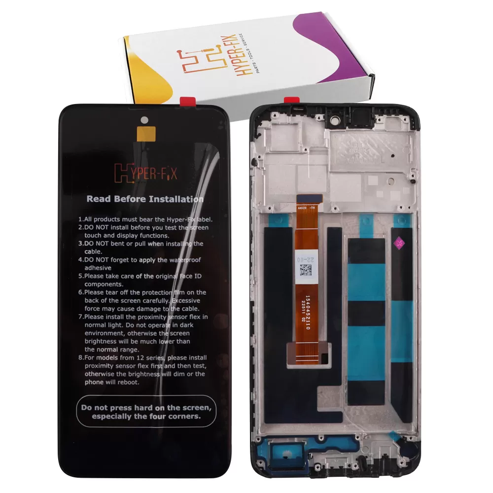 REALME C55 ΟΘΟΝΗ IPS + TOUCH SCREEN + LENS + FRAME HF-4130438 BLACK HYPER-FIX SERVICE PACK