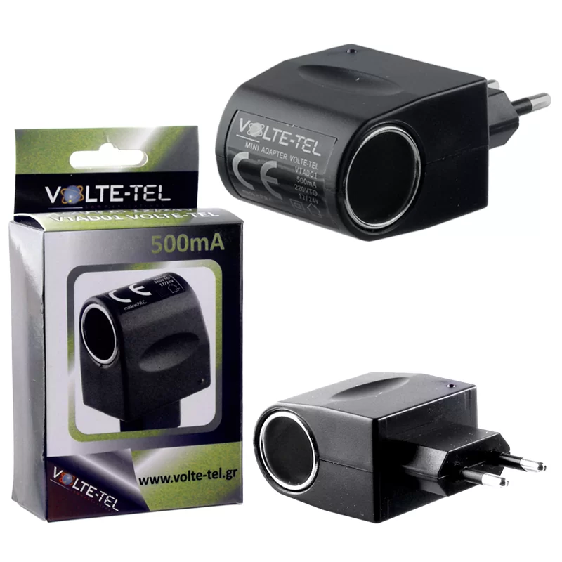 VOLTE-TEL ΑΝΤΑΠΤΟΡΑΣ ΜΕΤΑΤΡΟΠΕΑΣ MINI VTAD01 500mA ΑΠΟ TRAVEL 220V ΣΕ ΑΥΤΟΚΙΝΗΤΟΥ 12/24V