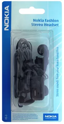 HANDS FREE STEREO NOKIA HS-3 N90/N70/6230/6101 BLACK PACKING OR