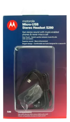HANDS FREE STEREO MOTOROLA S280 V8/Q9 BLACK PACKING OR