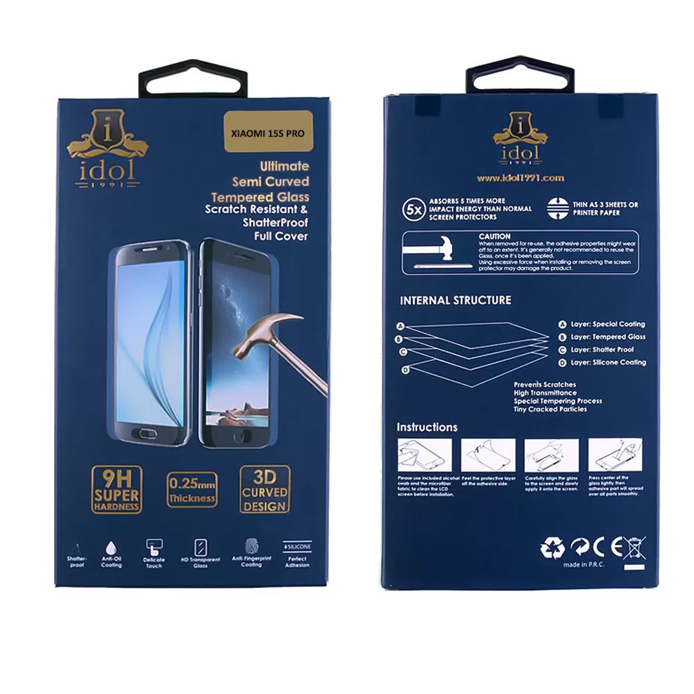 IDOL 1991 GLAMOUR TEMPERED GLASS XIAOMI 15S PRO 5G 6.73in 9H 0.30mm FULL COVER 3D FULL GLUE FINGER UNLOCK BLACK+SQUEEZY CARD - Image 2
