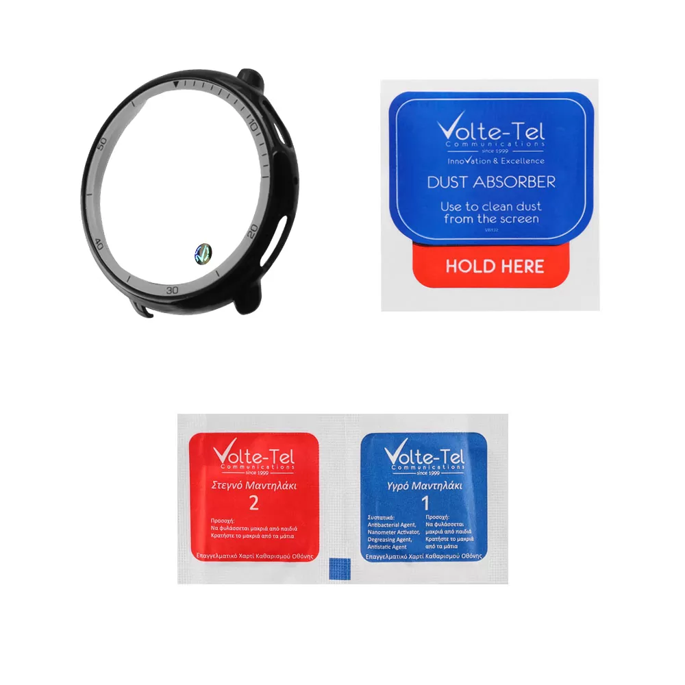 VOLTE-TEL PC EDGE COVER TEMPERED GLASS WATCH AMAZFIT ACTIVE 2 1.32in 9H 0.30mm WITH KEY 3D FULL GLUE FULL COVER BLACK - Image 3