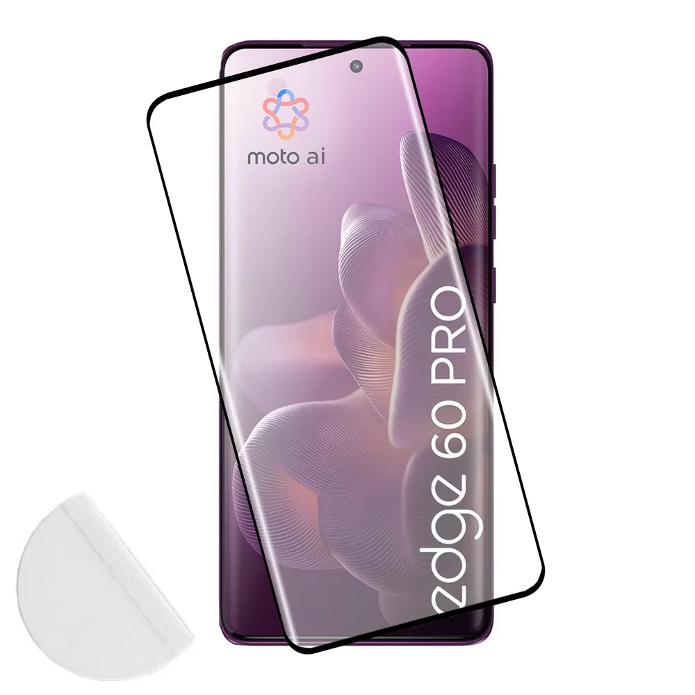 IDOL 1991 GLAMOUR TEMPERED GLASS MOTOROLA EDGE 60 PRO 5G 6.7in 9H 0.30mm FULL COVER 3D FULL GLUE FINGERUNLOCK BLACK+SQUEEZY CARD
