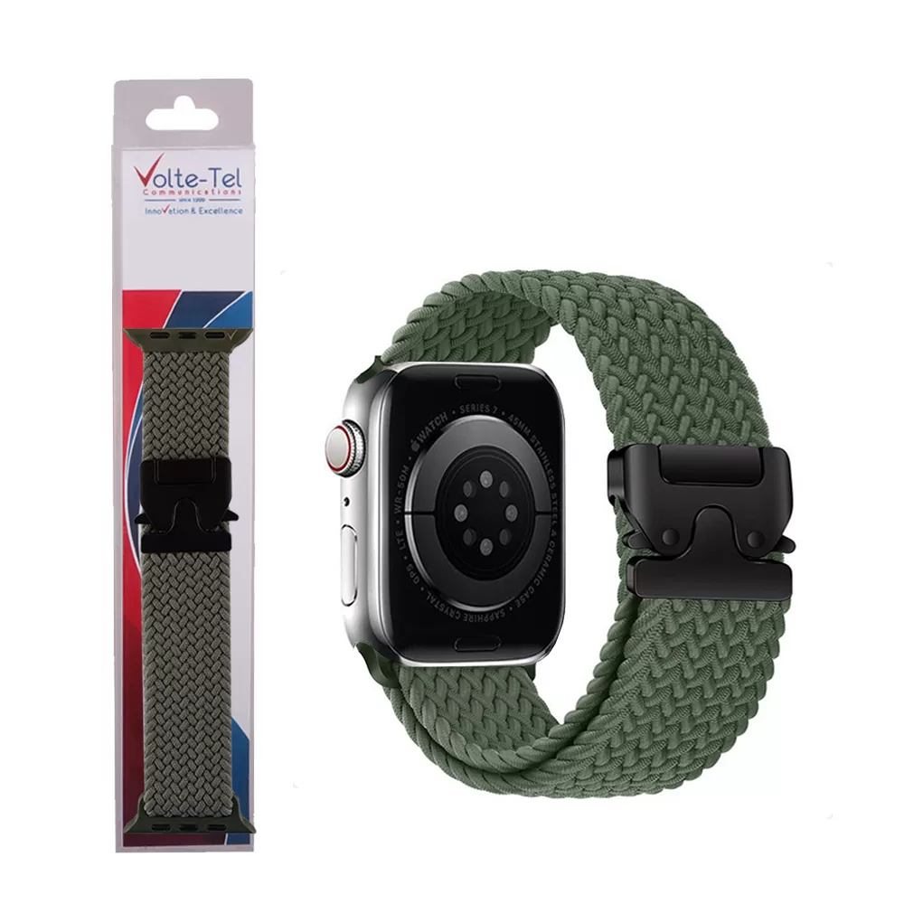 VOLTE-TEL VT144 ΛΟΥΡΑΚΙ ΡΟΛΟΓΙΟΥ ΣΥΜΒΑΤΟ ΜΕ APPLE WATCH 42/44/45/46/49mm BRAIDED PARACHUTE BUCKLE GREEN